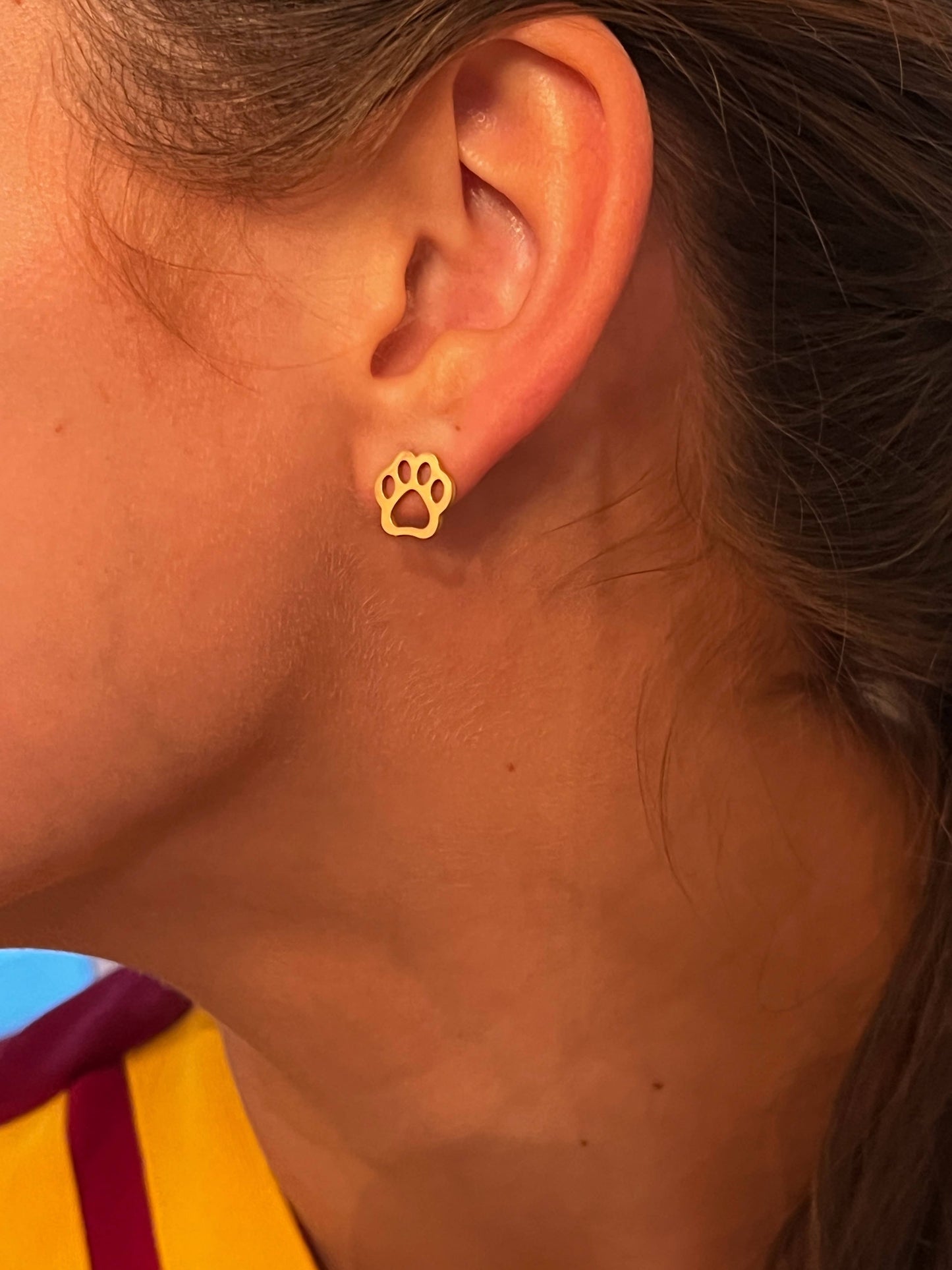 Paw Stud Earrings - Gold