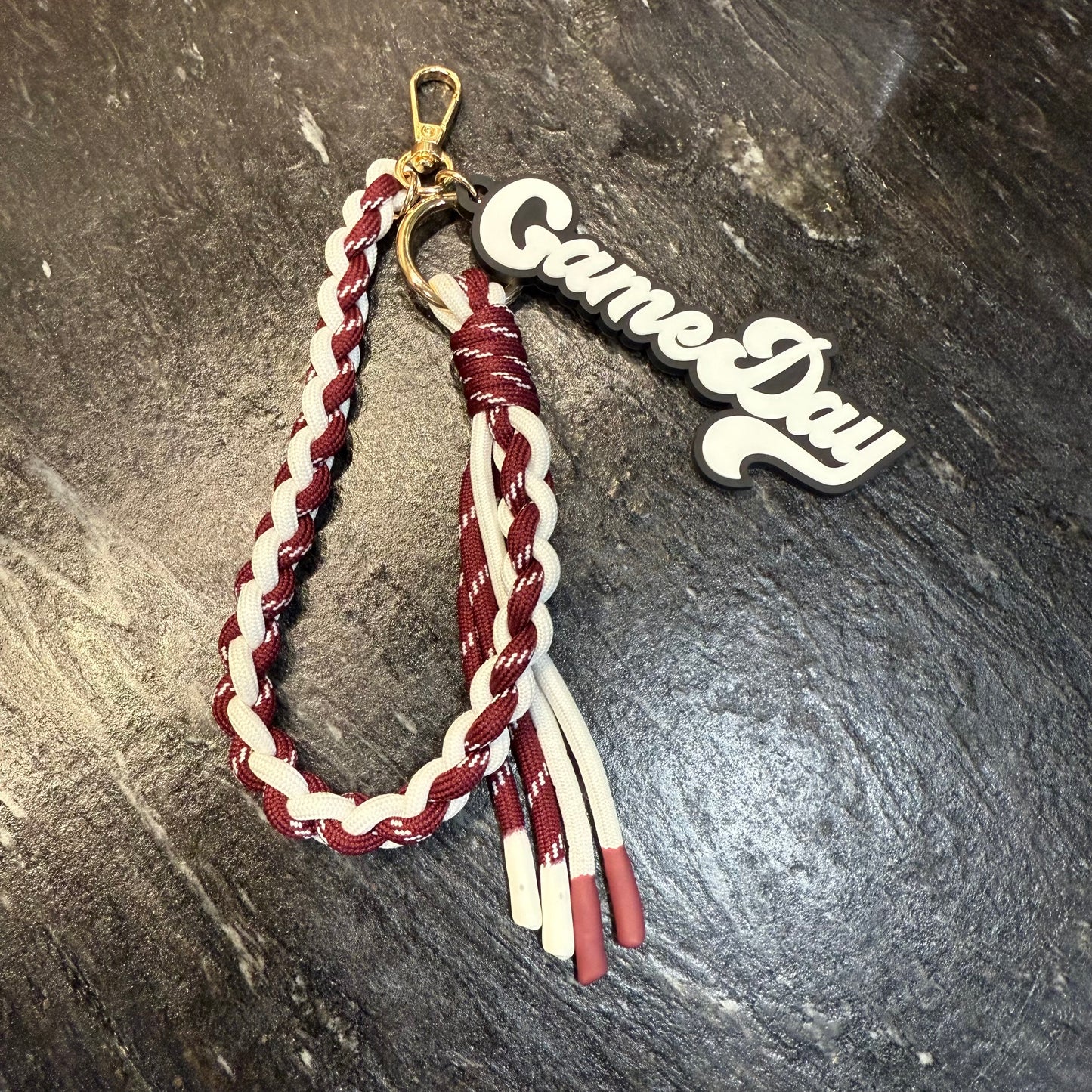 Bag Charm - Game Day Maroon + White
