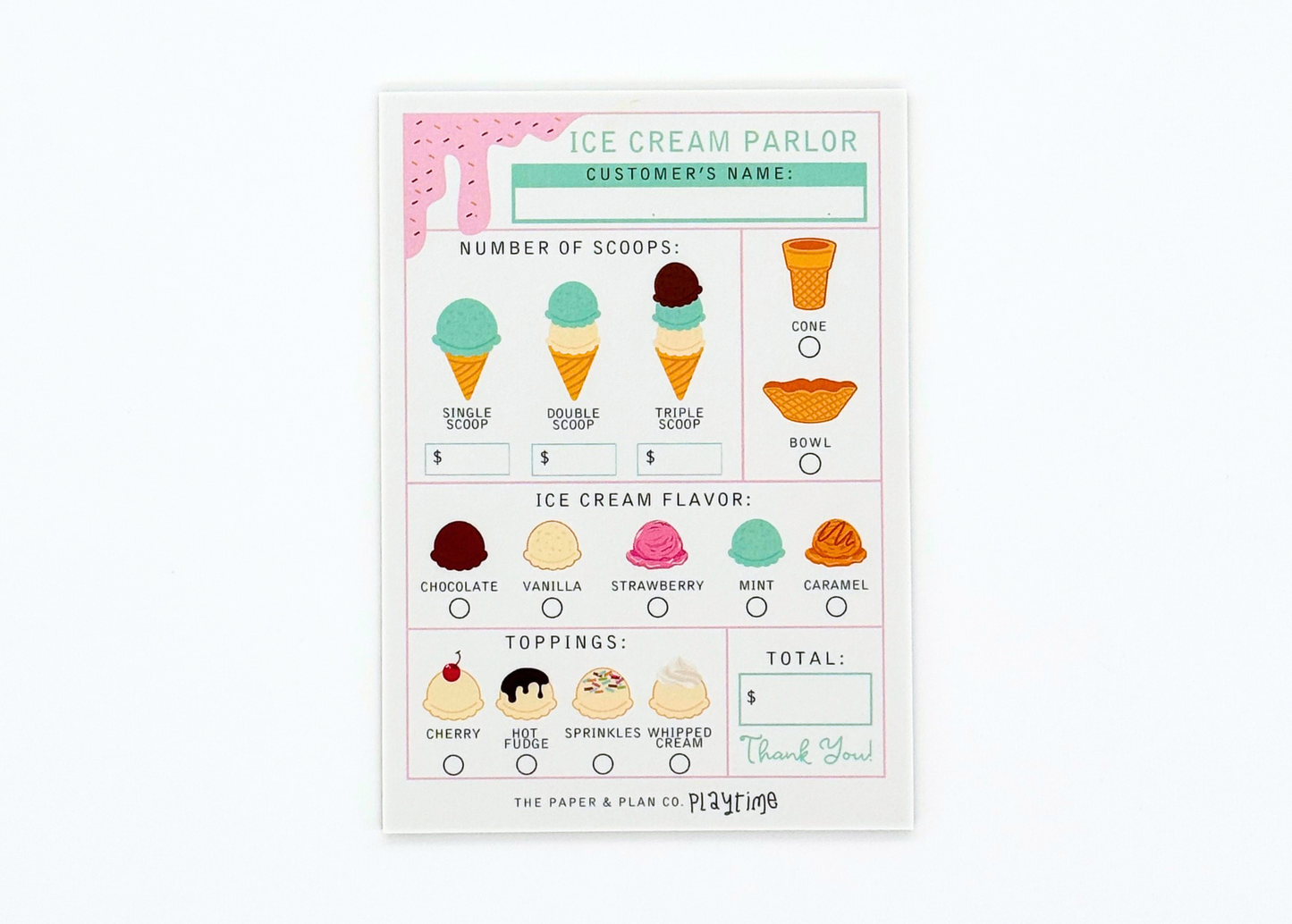 Ice Cream Parlor Playtime Notepad