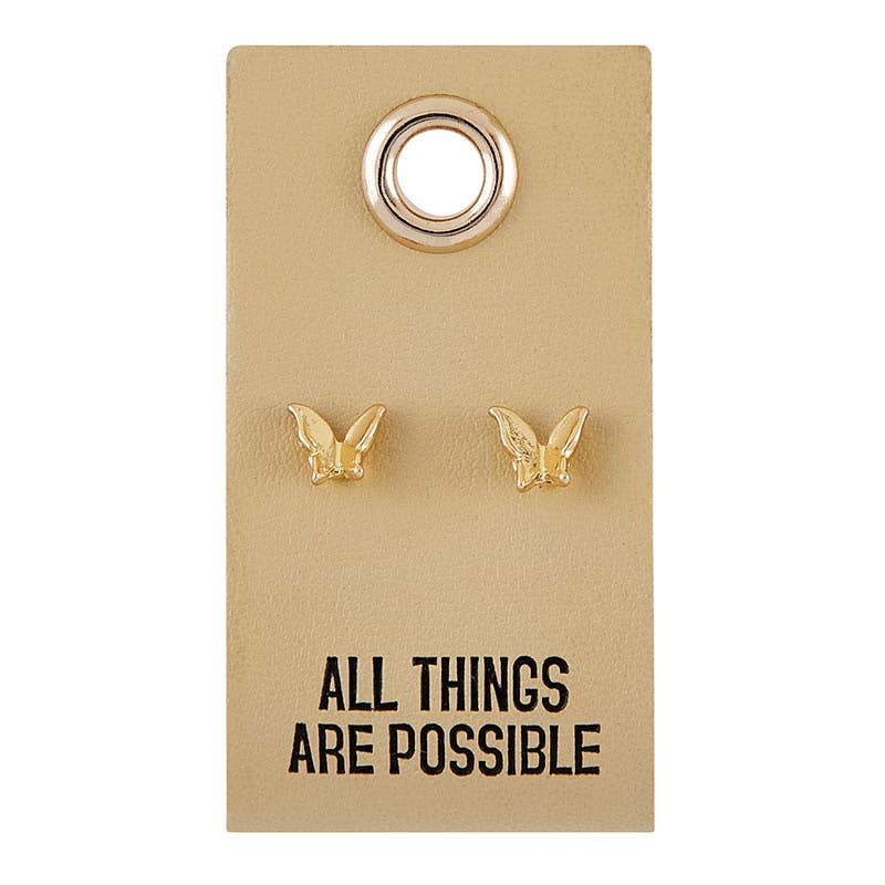 Butterfly - Leather Tag Earrings