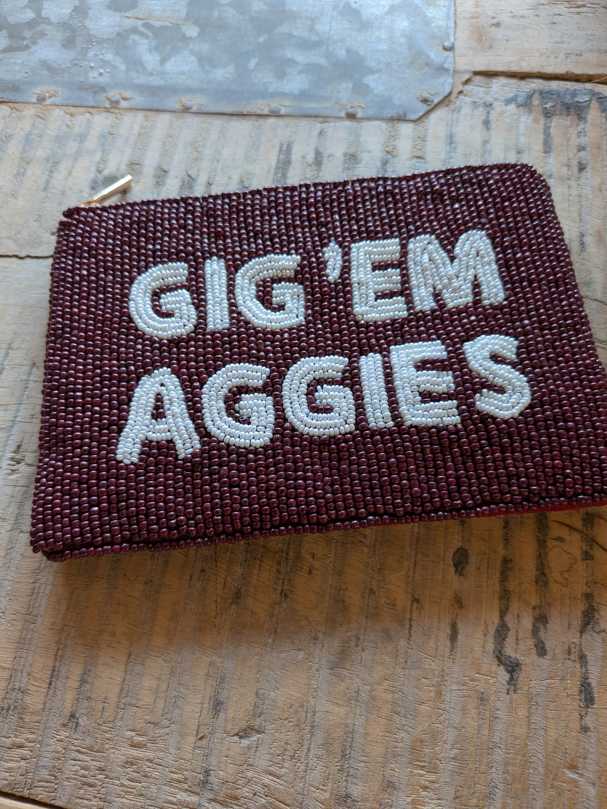 Gig Em Aggies Beaded Pouch