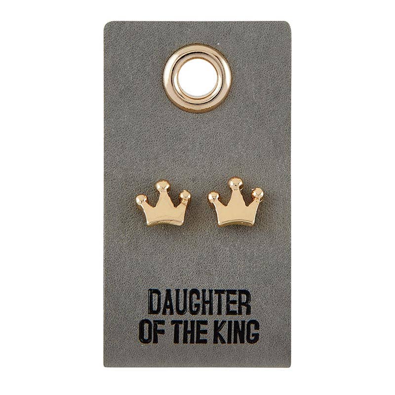 Crown - Leather Tag Earrings