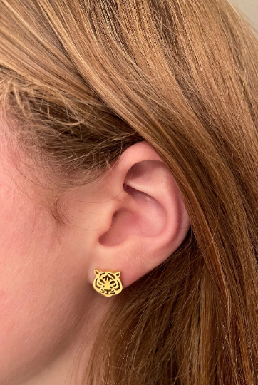 Tiger Stud Earrings - Gold