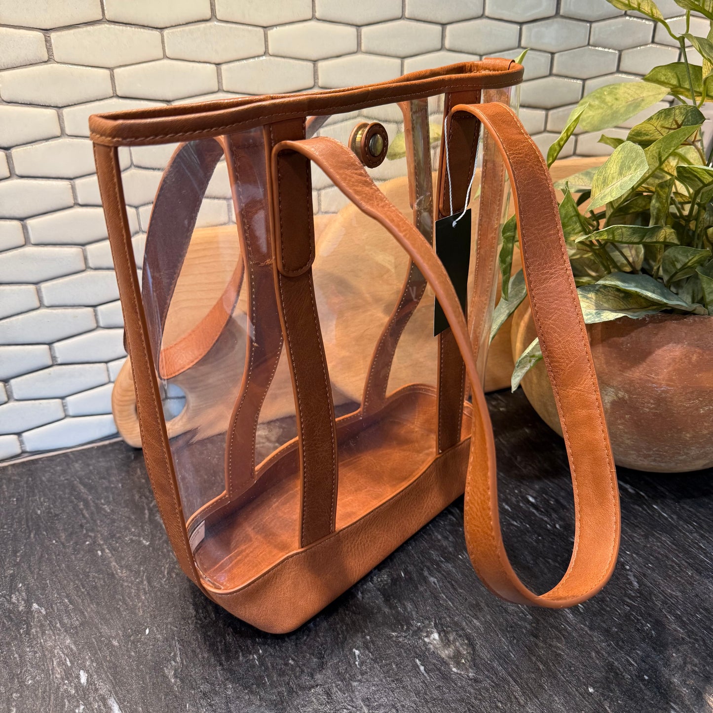 Vegan Leather Clear Bucket Bag