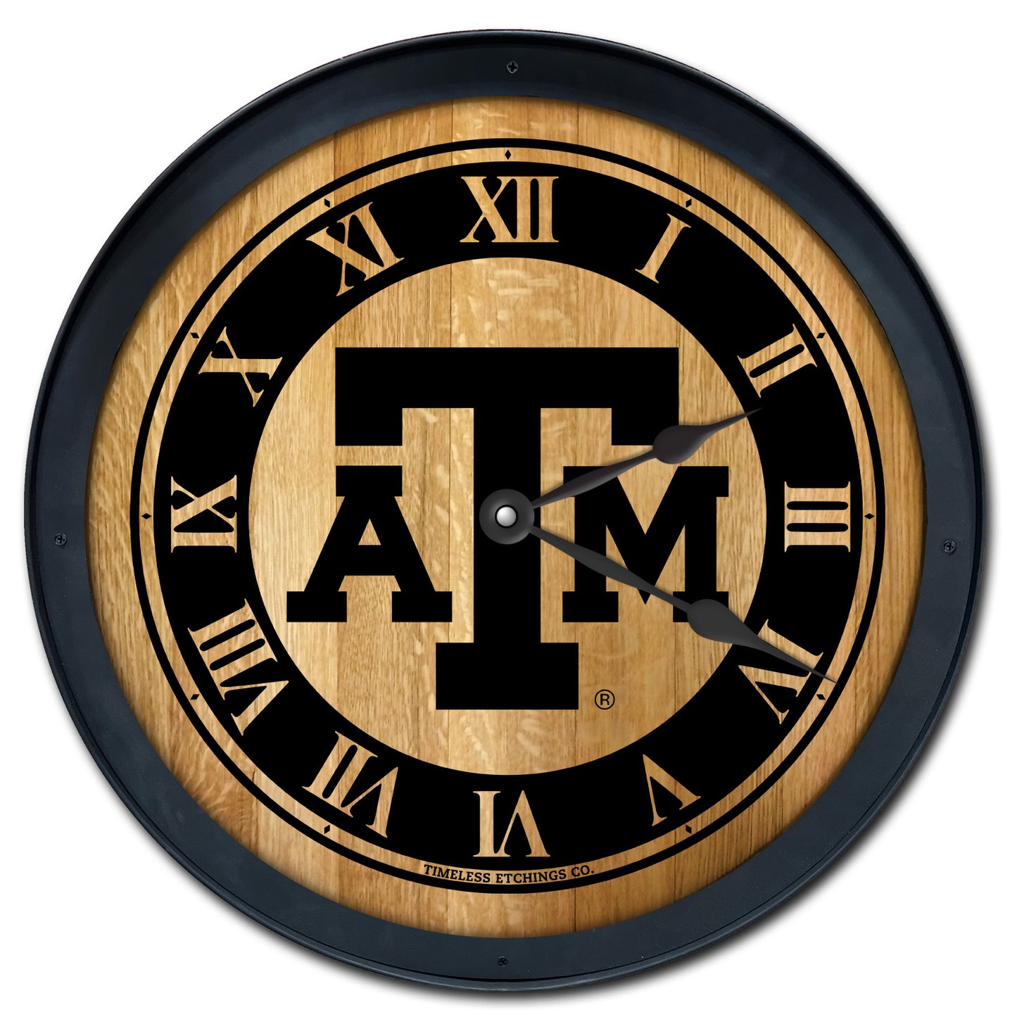 Handcrafted Barrel Head Clock - Aggies