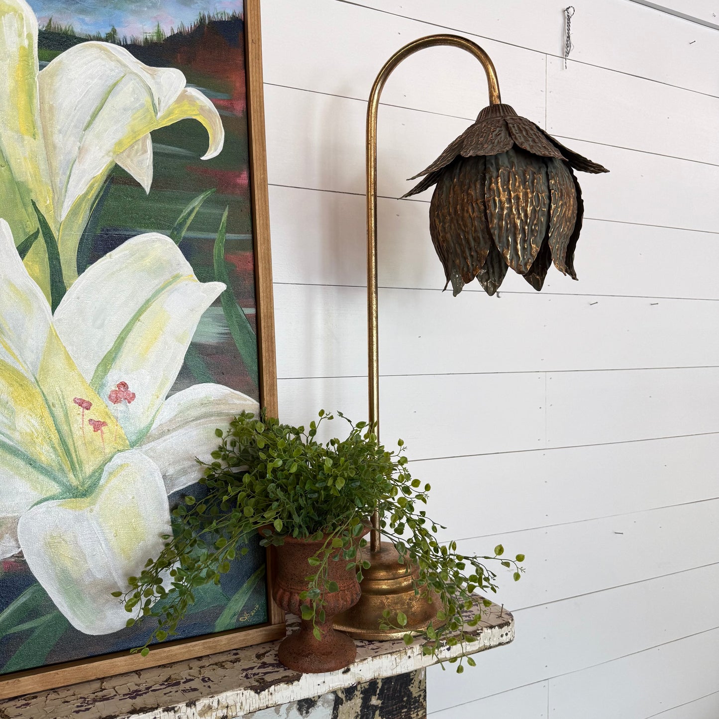 Antique Brass Tulip Lamp