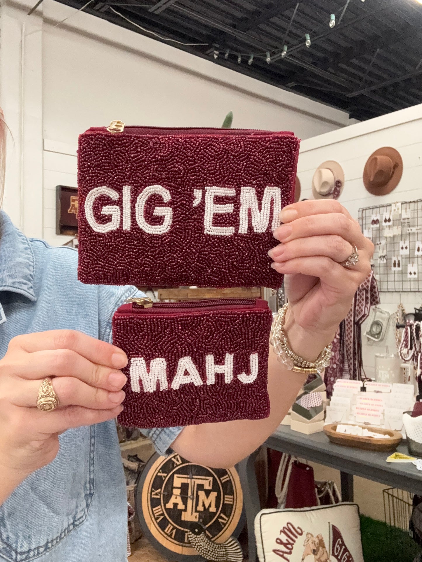 Dice & Mahj Money Mini Beaded Pouch