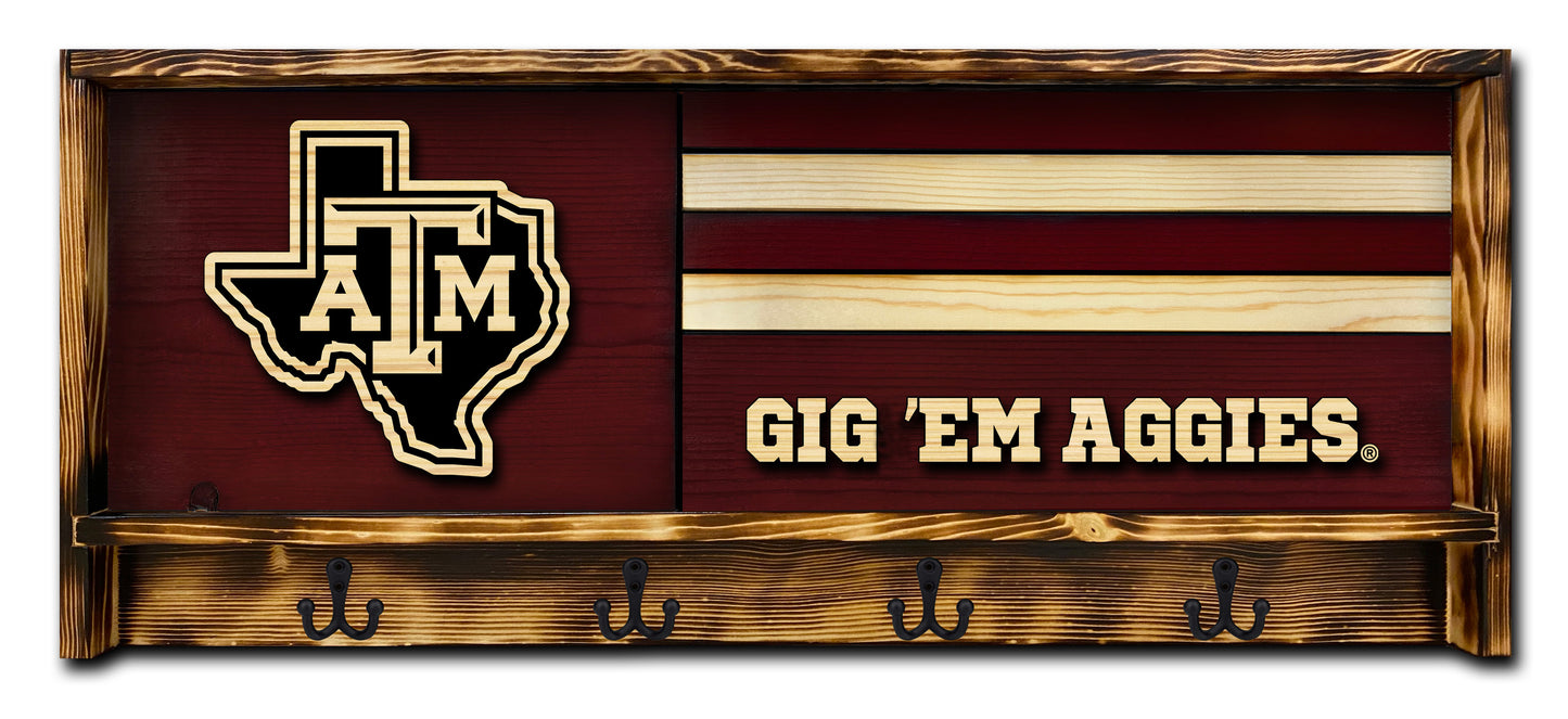 Handcrafted Wooden Coat Rack - Aggies