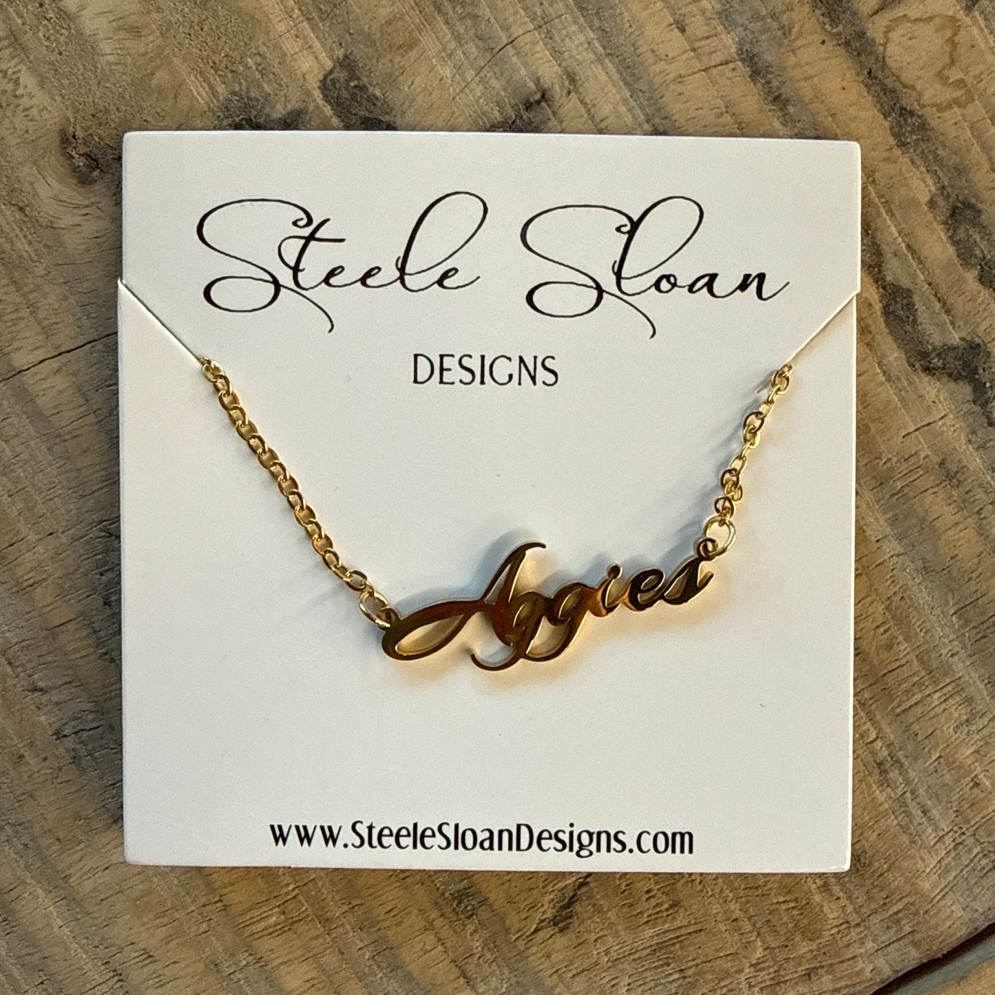 Aggies Script Necklace - Gold