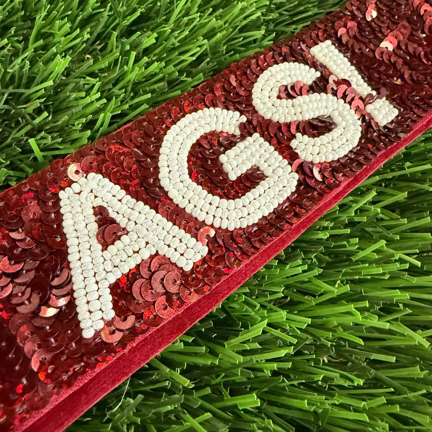 Howdy Ags Maroon Sequin Purse Strap - 1.5"