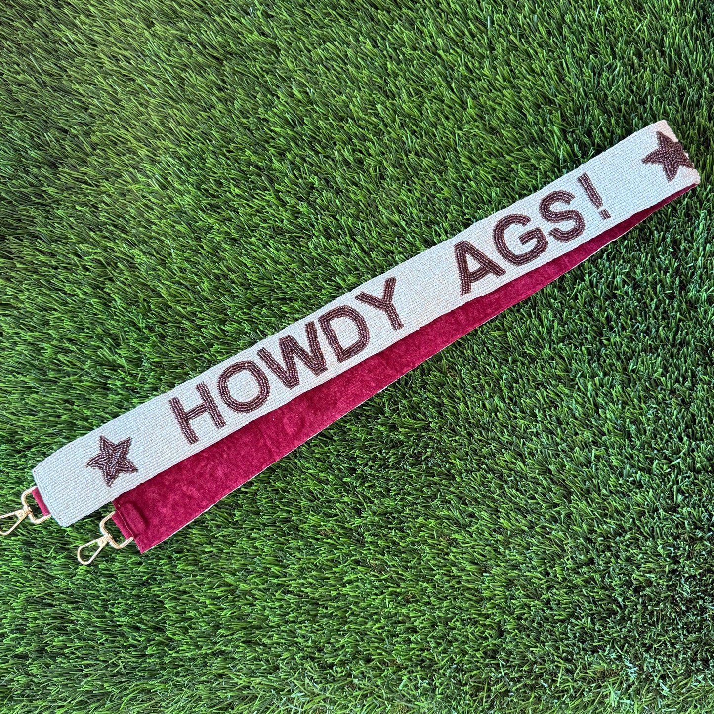 Howdy Ags Beaded Purse Strap - White - 2"