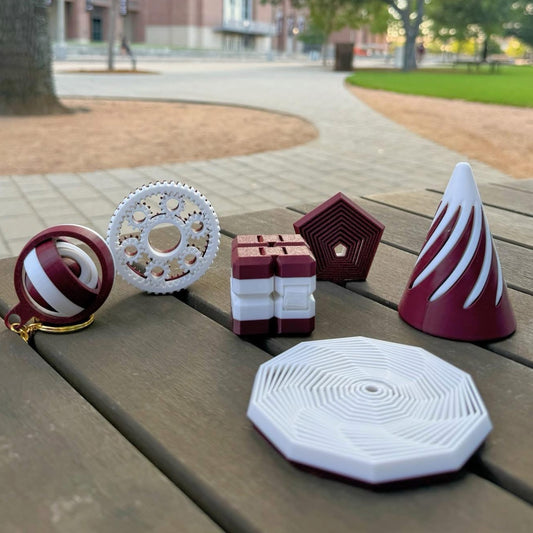 Fidget Toys in Maroon + White