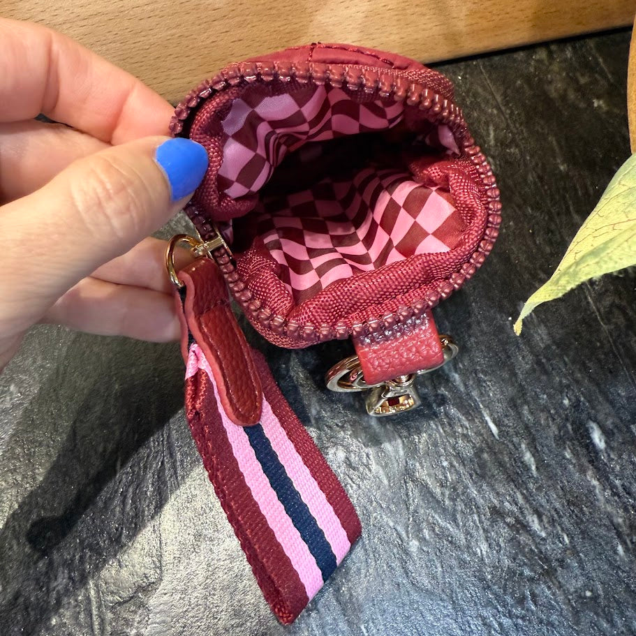 Quilted Clip-on Pouch - Maroon