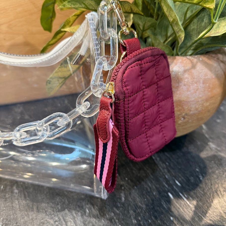 Quilted Clip-on Pouch - Maroon