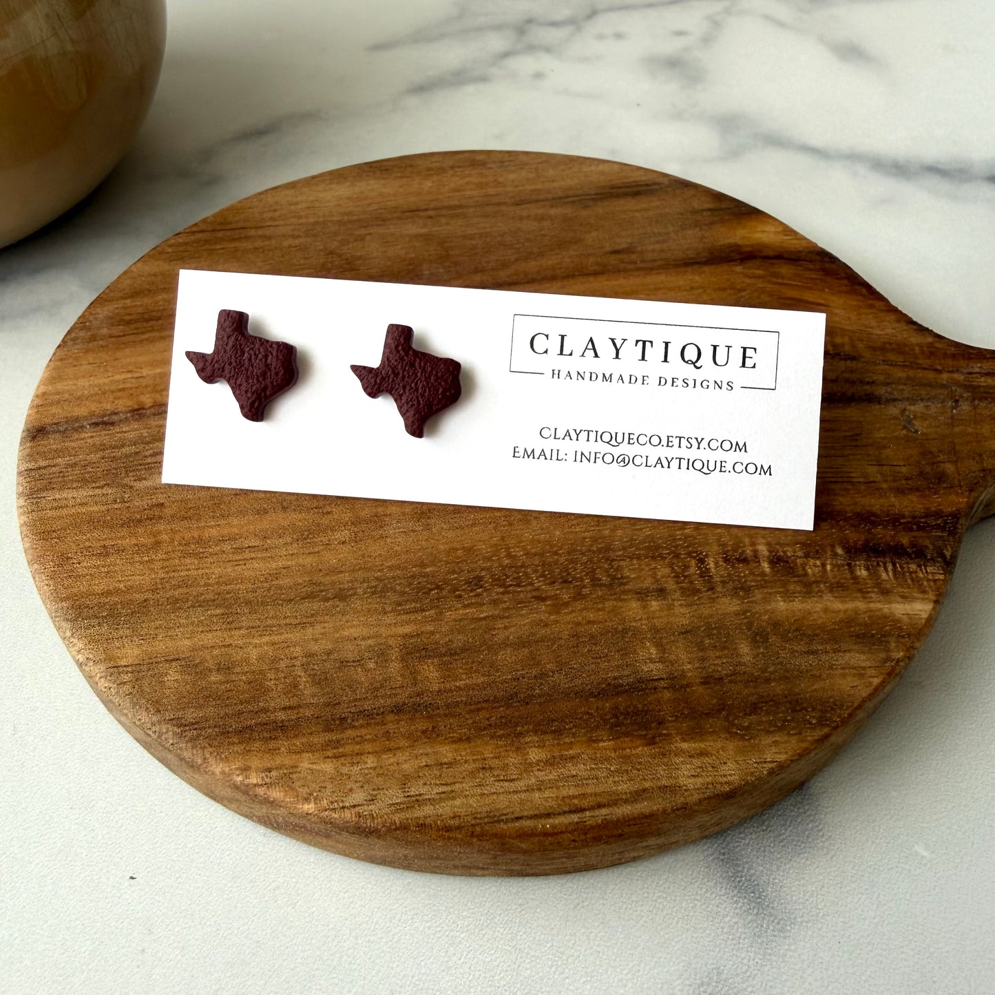 Maroon Handcrafted Clay Studs