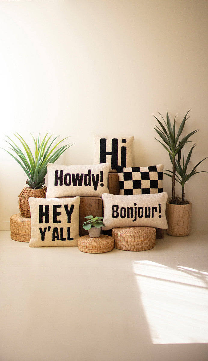 Hand-Hooked Pillow - HEY Y'ALL