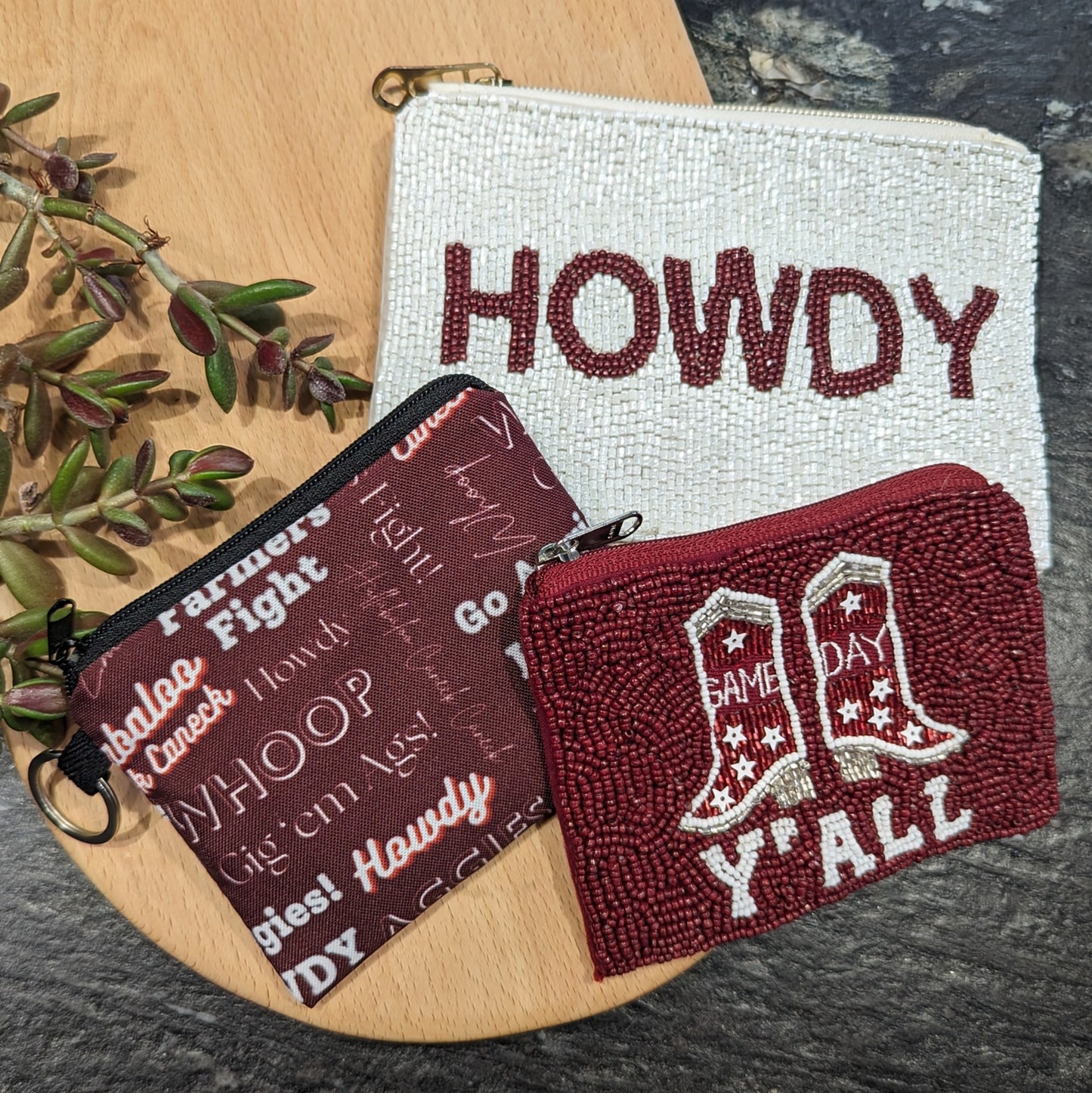 Mini Privacy Pouch Keychain - Aggie Words