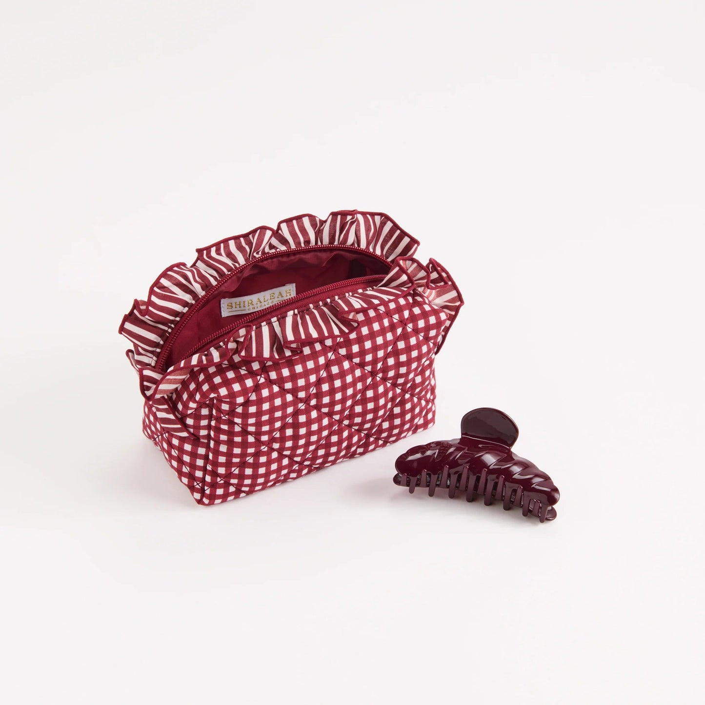 Ruffle Pouch - Maroon Small