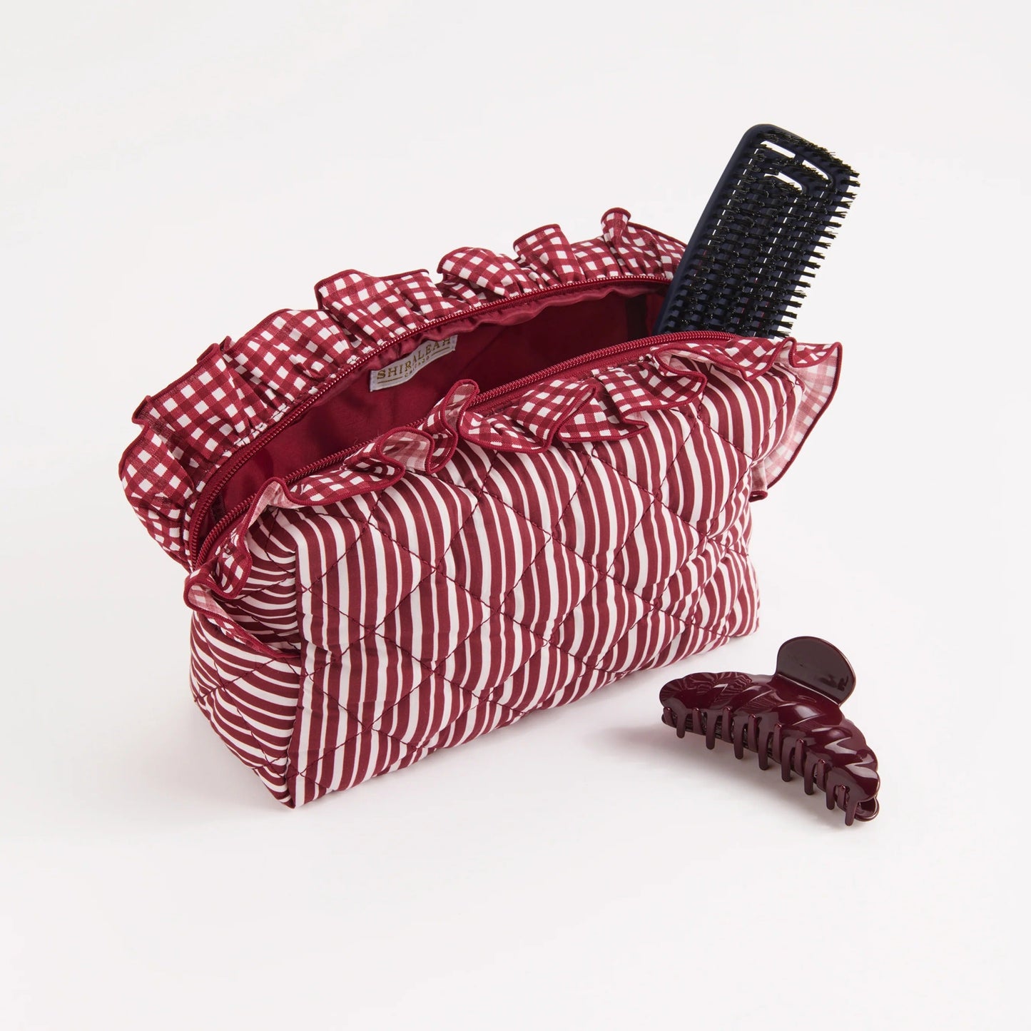 Ruffle Pouch - Maroon Large