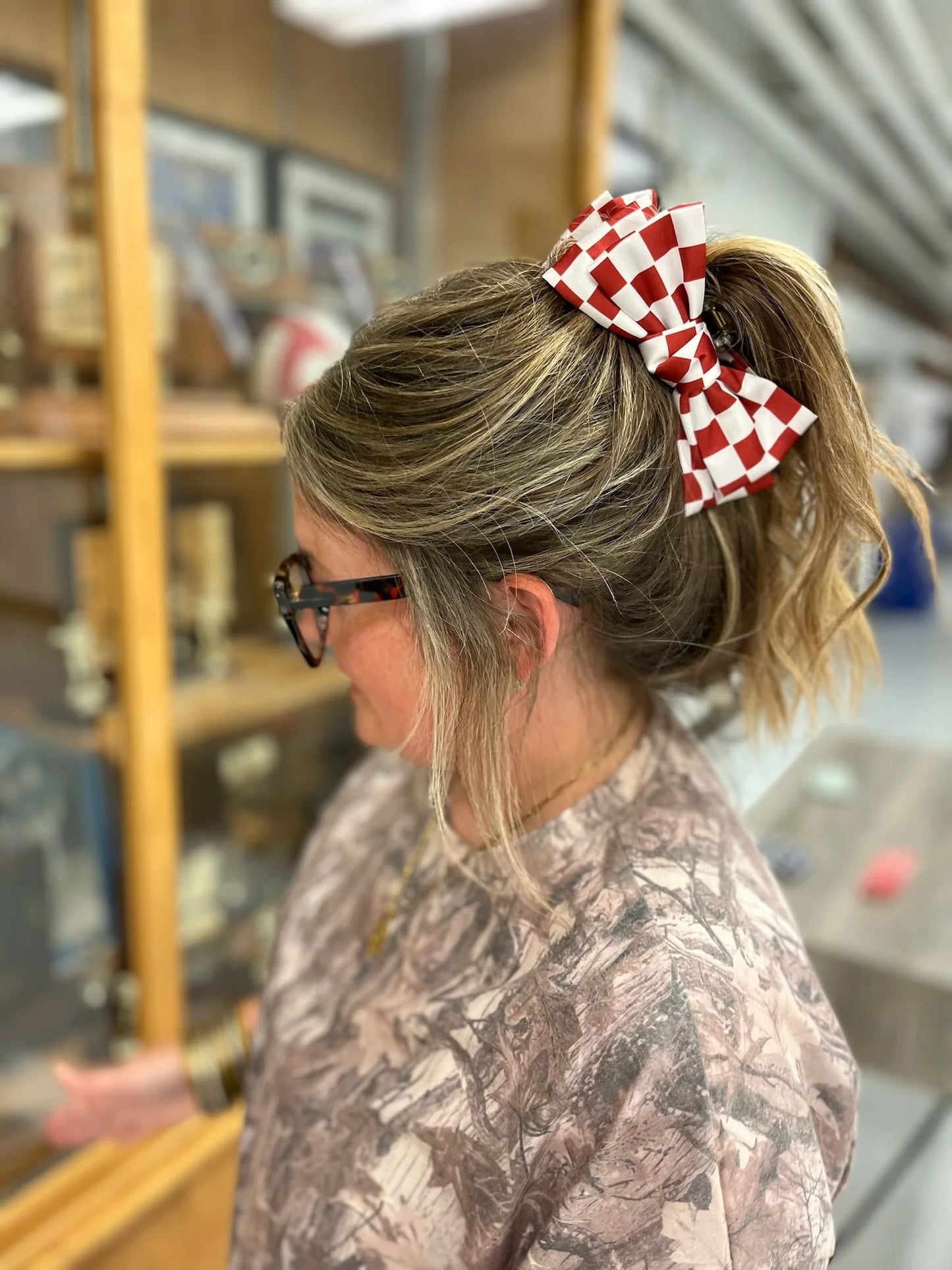 Checkered Bow Claw Clip