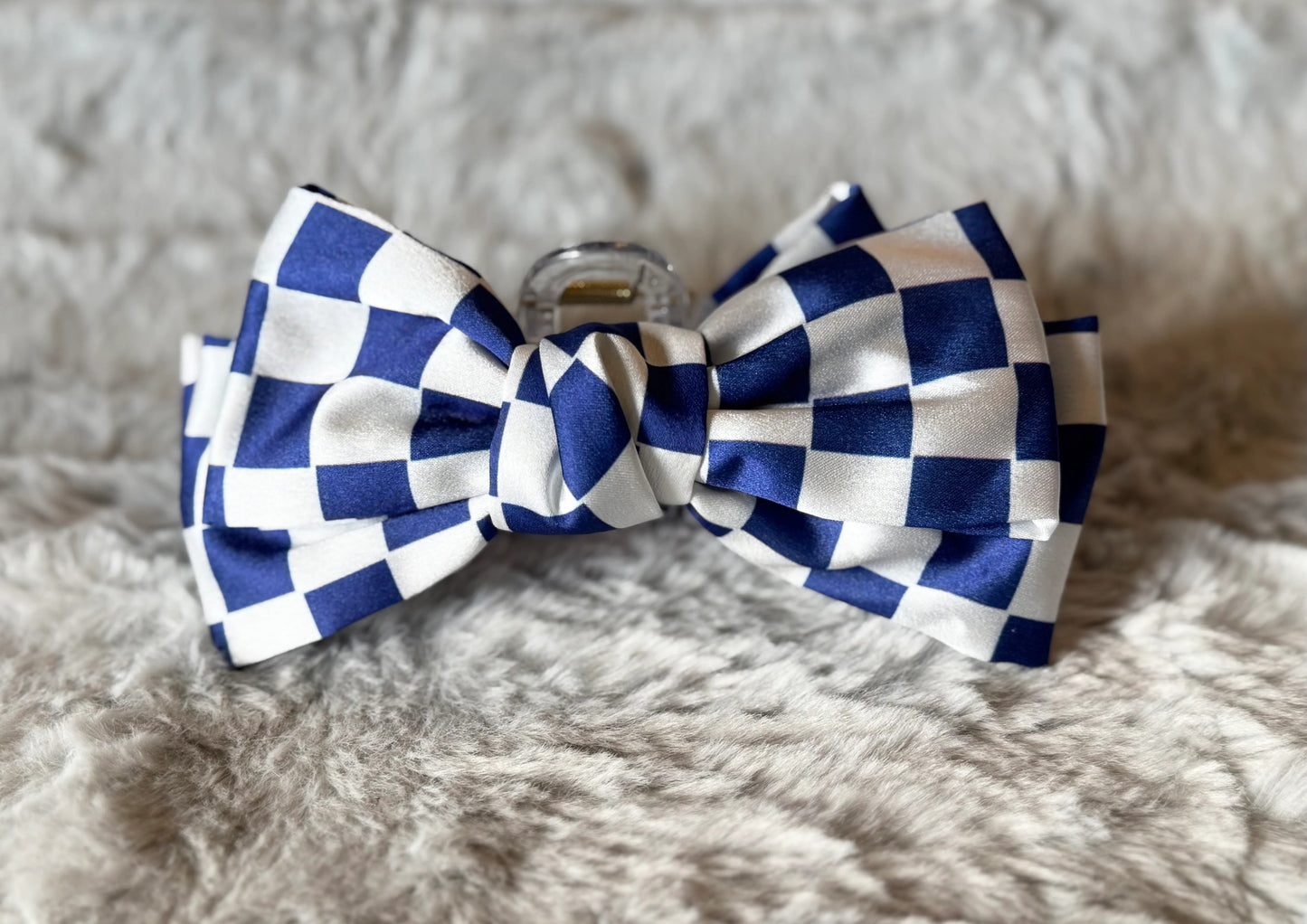 Checkered Bow Claw Clip
