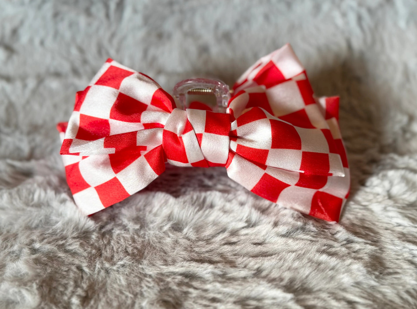 Checkered Bow Claw Clip