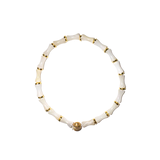 Dainty Bone White Acrylic Bamboo Bracelet + Gold Accents