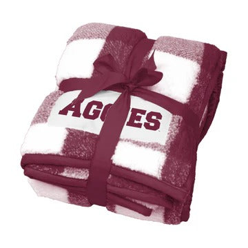 Maroon Buffalo Check Aggies Frosty Fleece Blanket