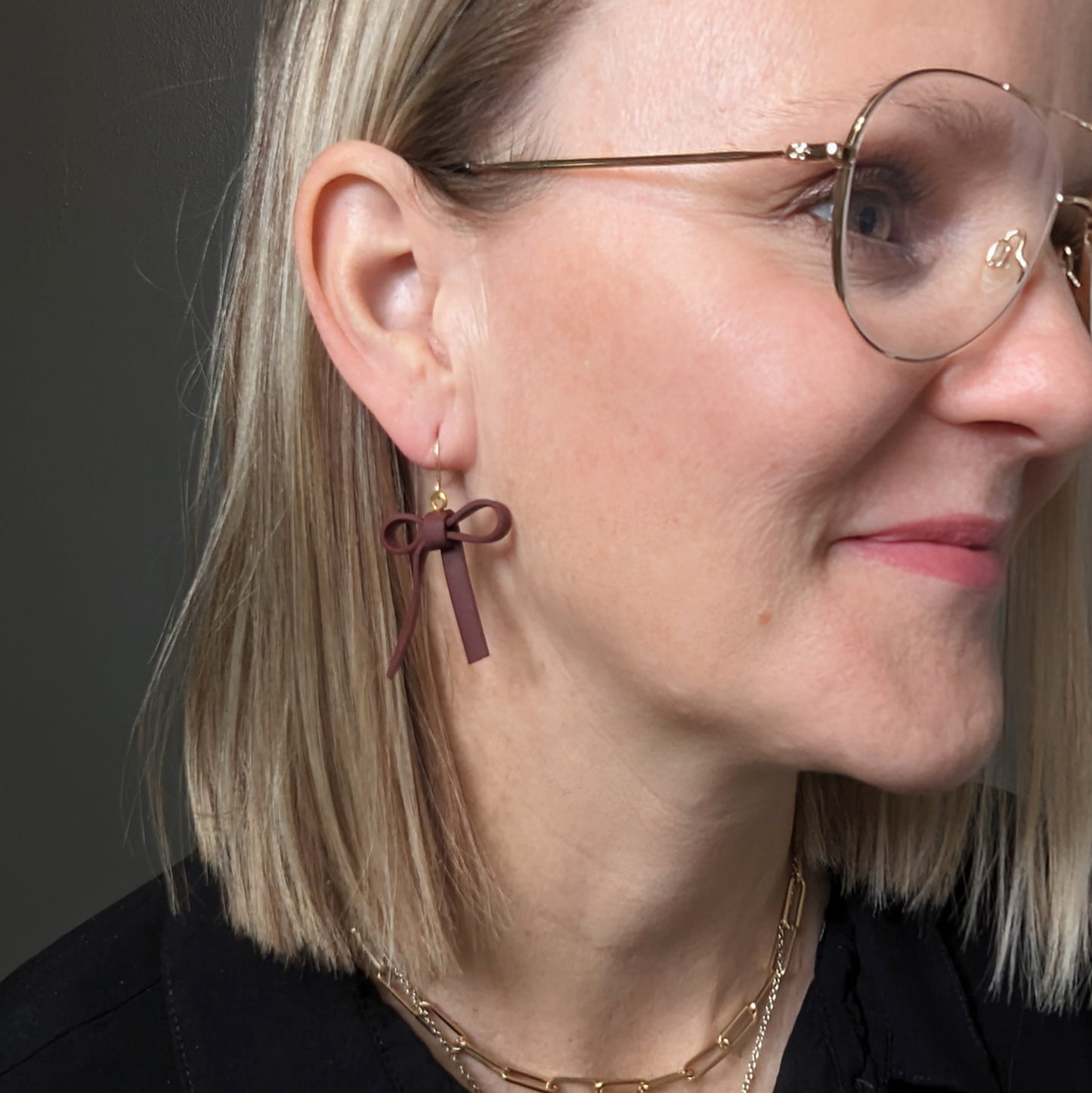 Bow Earrings - Maroon