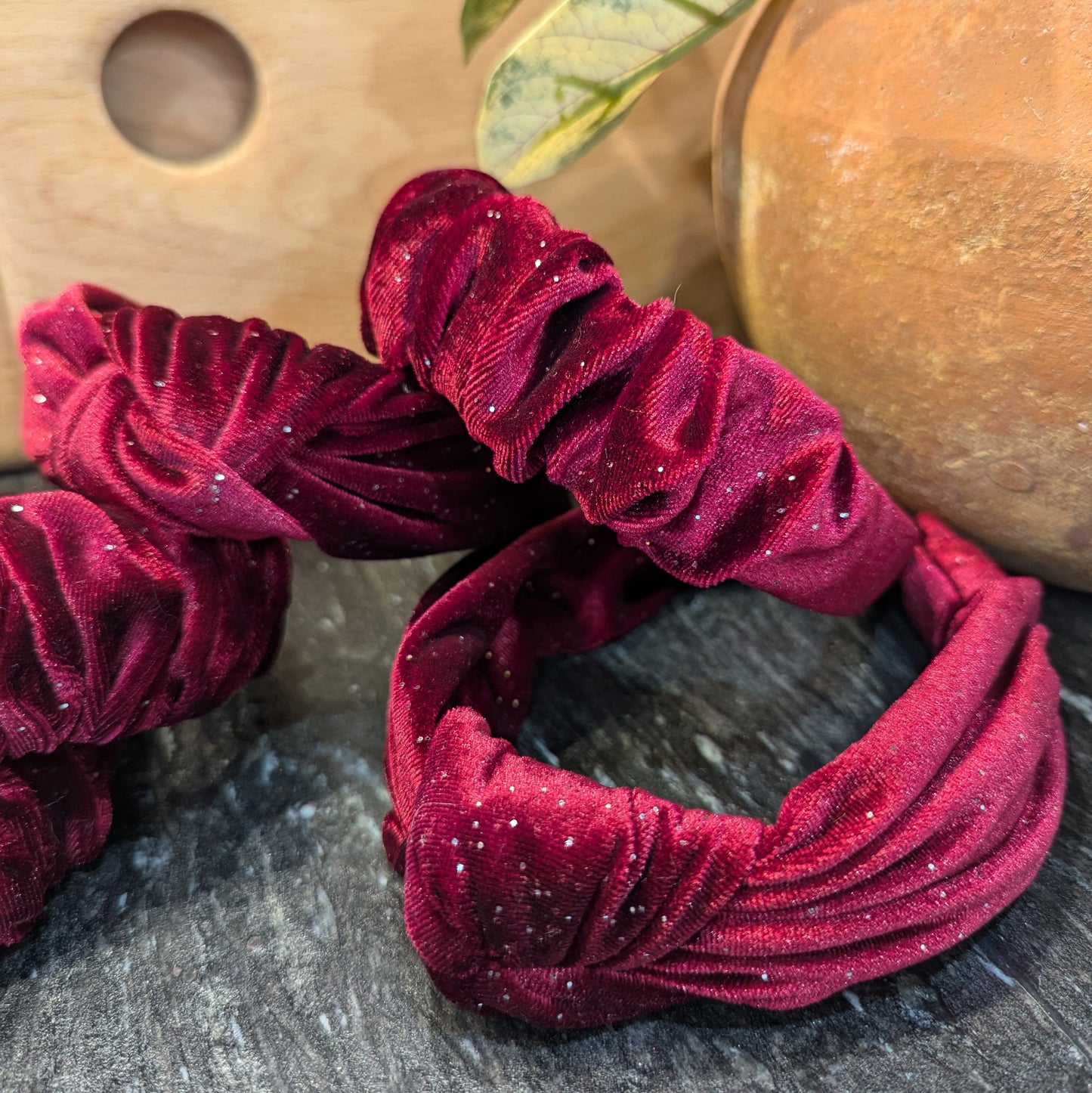 Velvet Headband - Maroon Sparkle