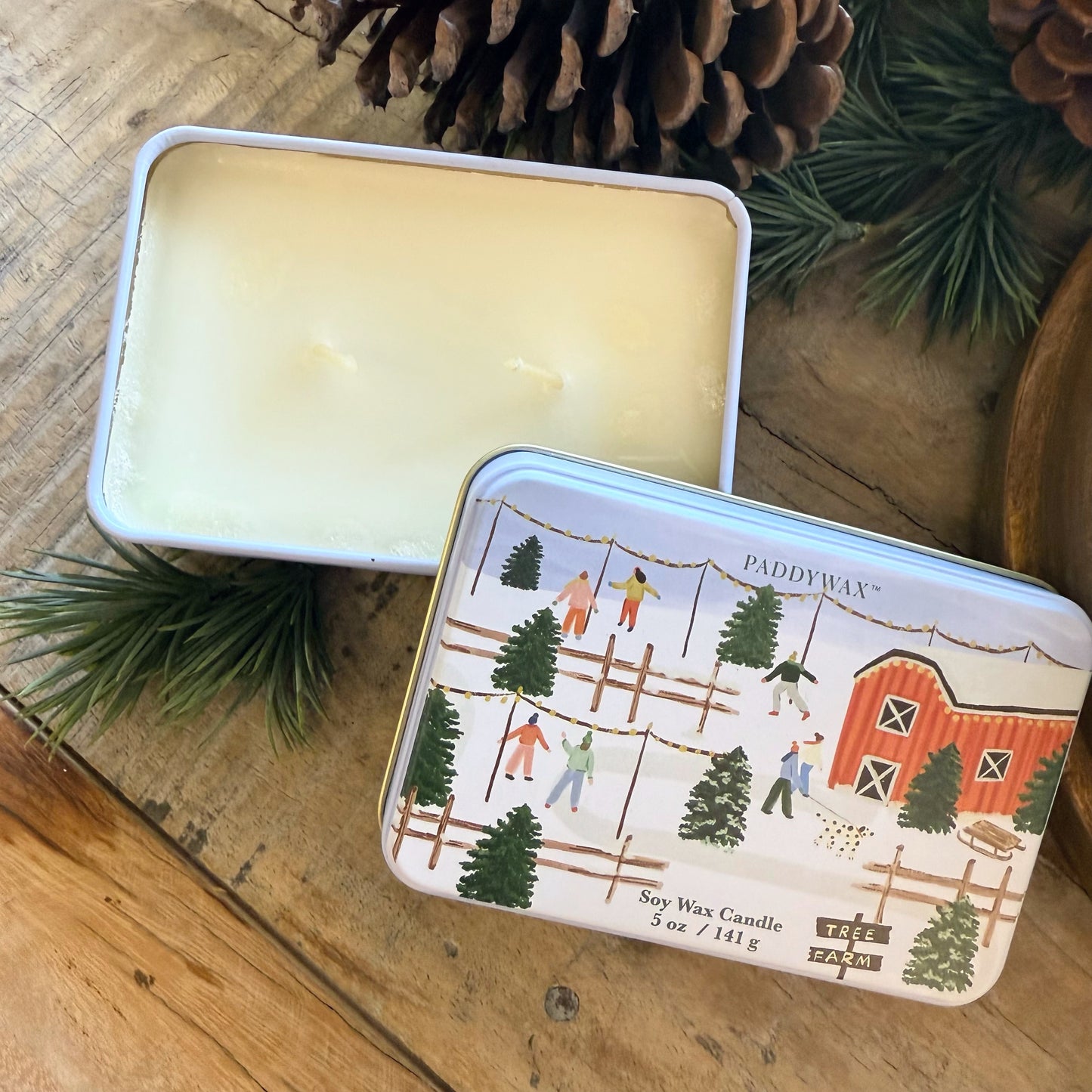 Blue Candle Holiday Tin