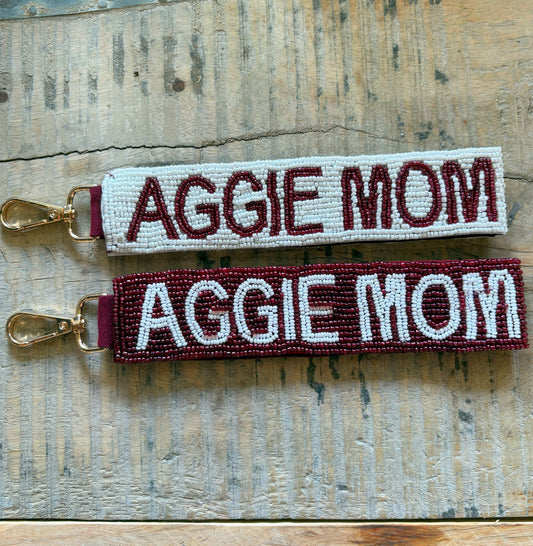 Aggie Mom Beaded Wristlet
