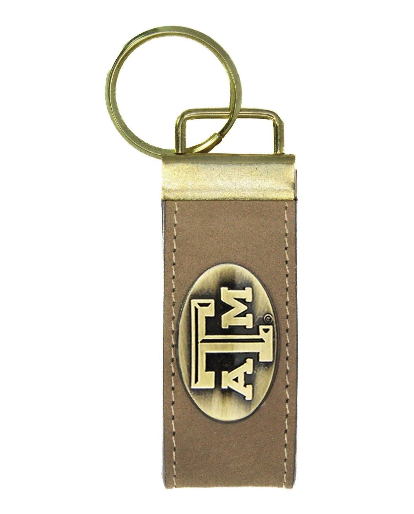 Leather Keychain + Antique Brass - Texas A&M