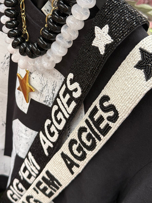 Gig 'em Aggies Beaded Purse Strap - 1.5"