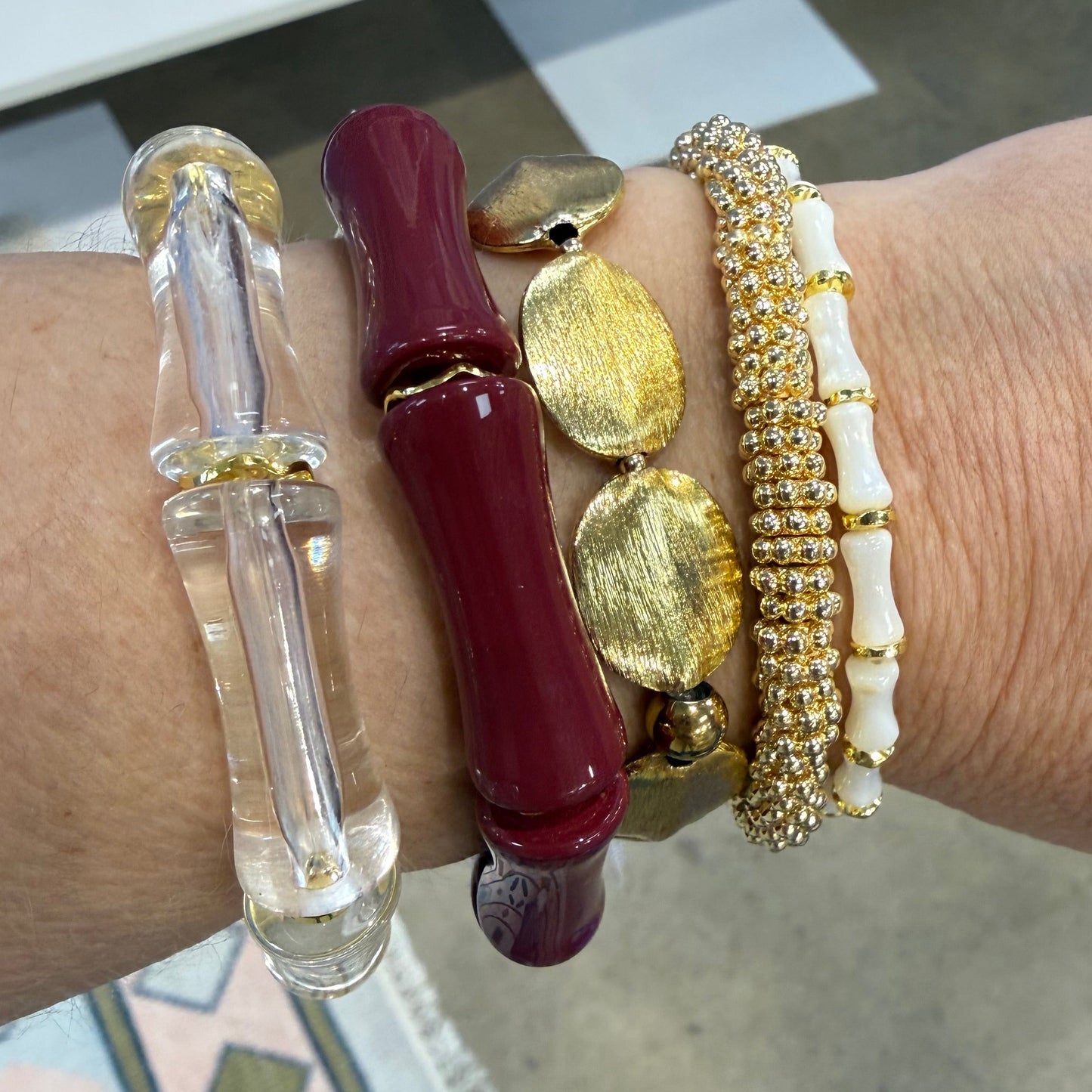 Acrylic Bamboo Bracelets + Gold Accents