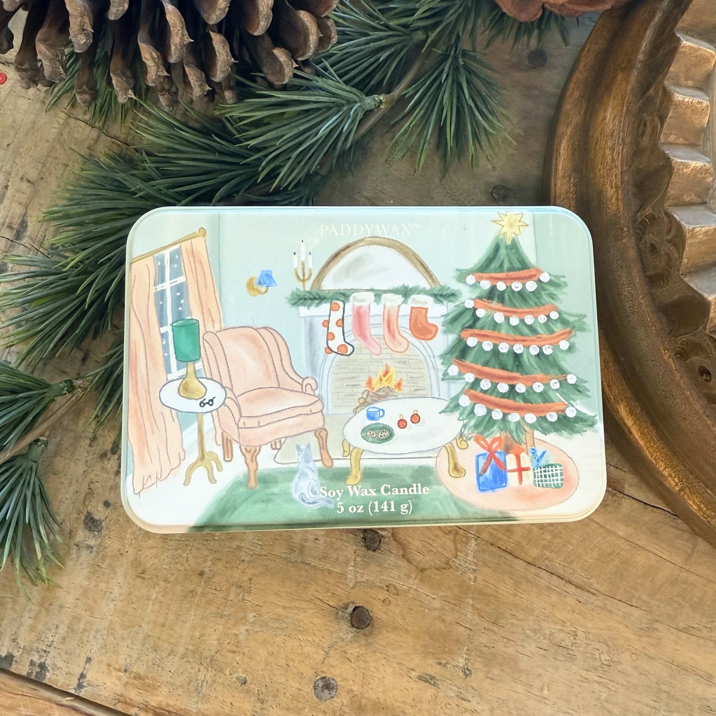 Green Candle Holiday Tin