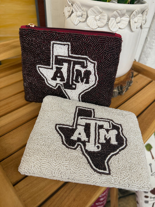 A&M Logo Beaded Privacy Pouch