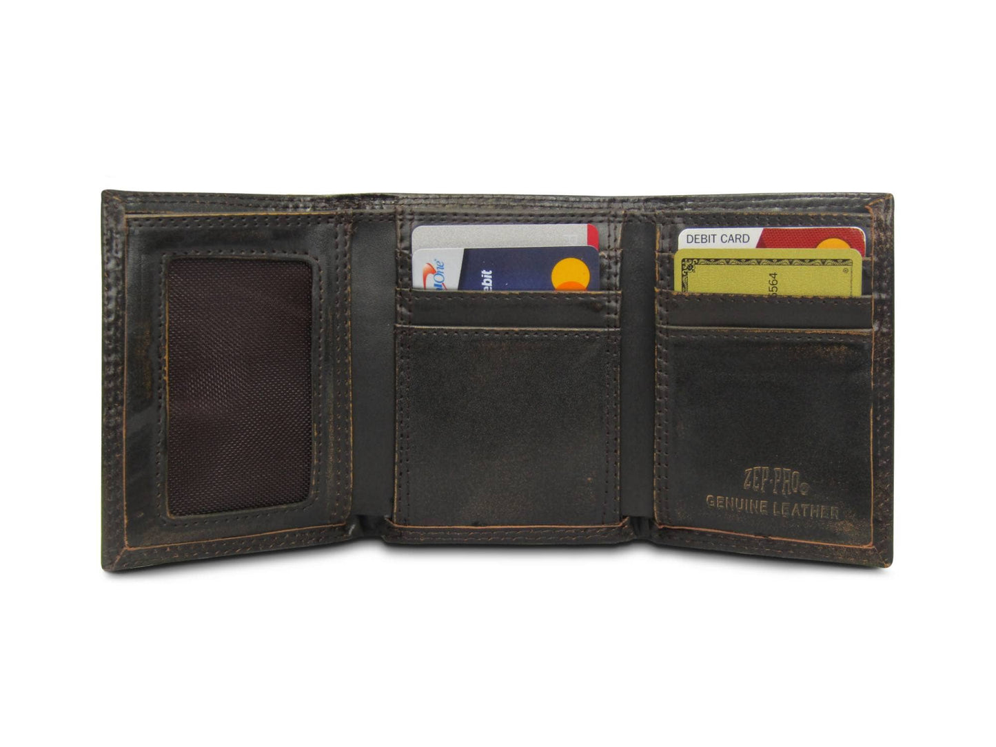 Trifold Wallet in Burnished Leather - Texas A&M