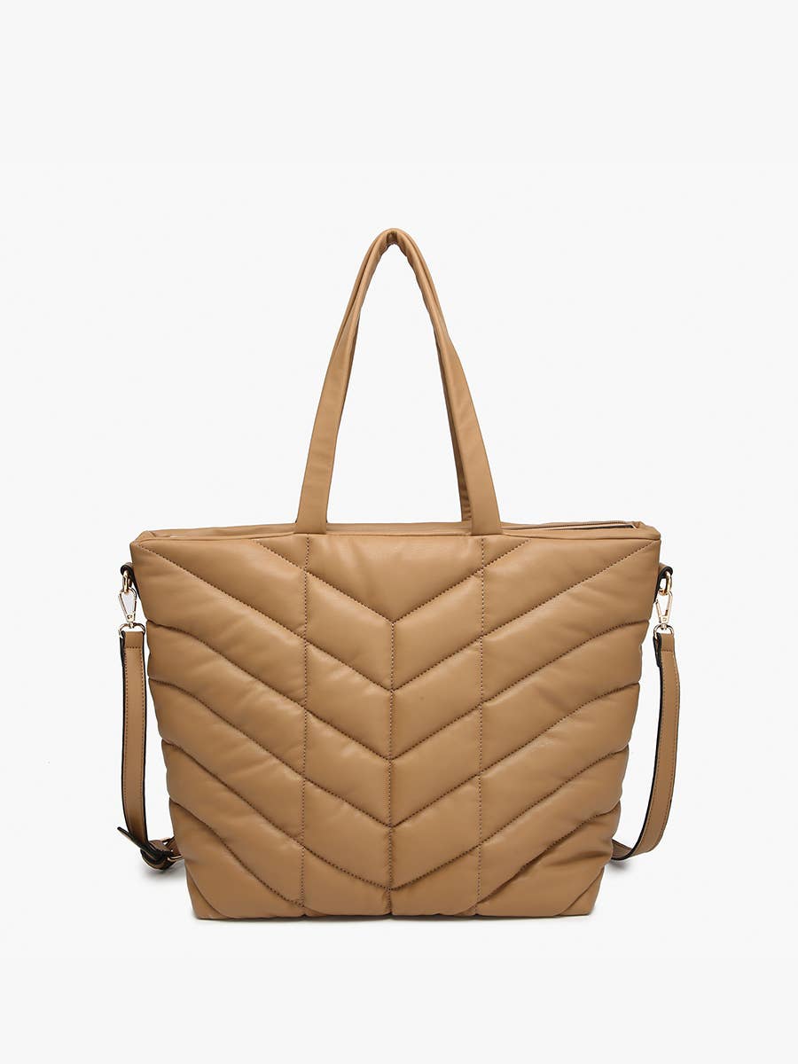 Maroon Quilted Chevron Tote