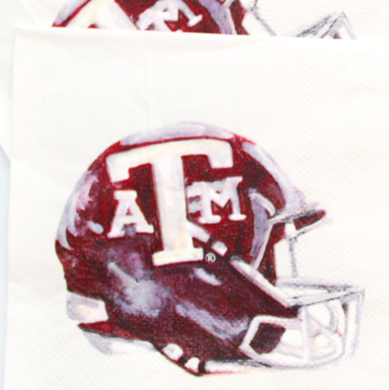 Football Helmet Beverage Napkins - Texas A&M Aggies, Set of 20
