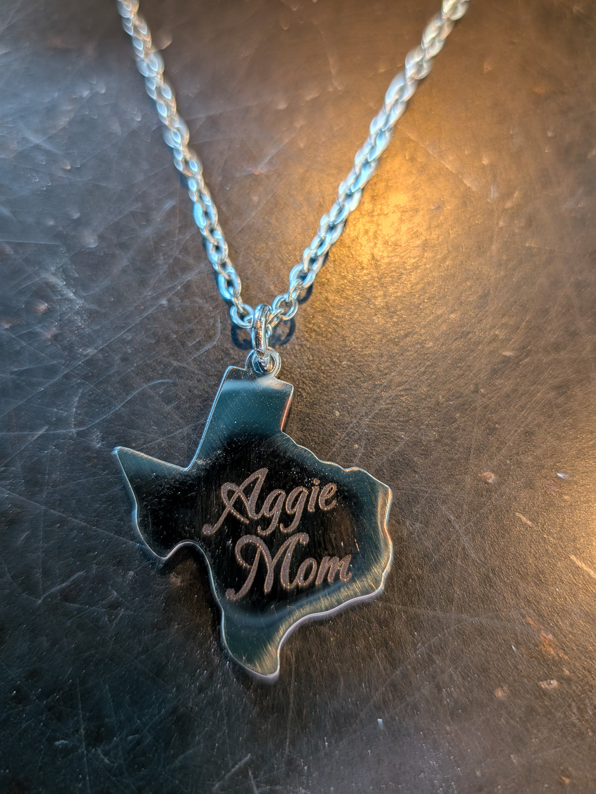 Engraved Aggie Mom Necklace