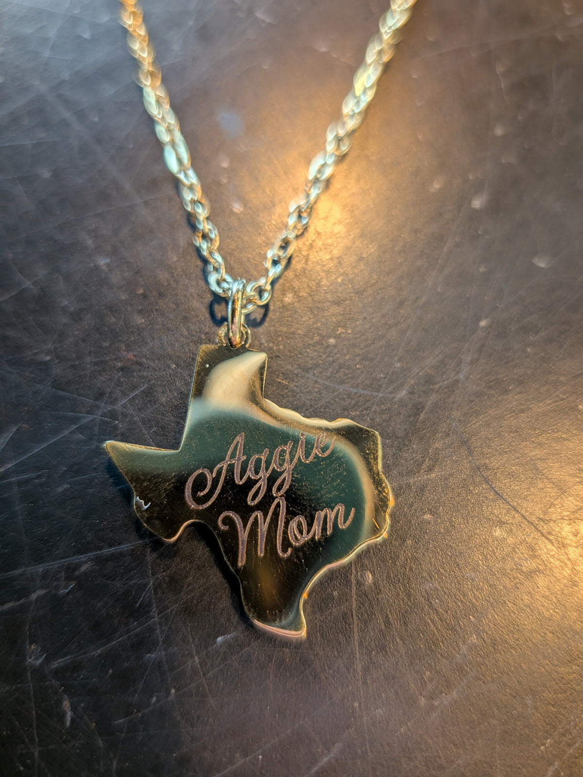 Engraved Aggie Mom Necklace