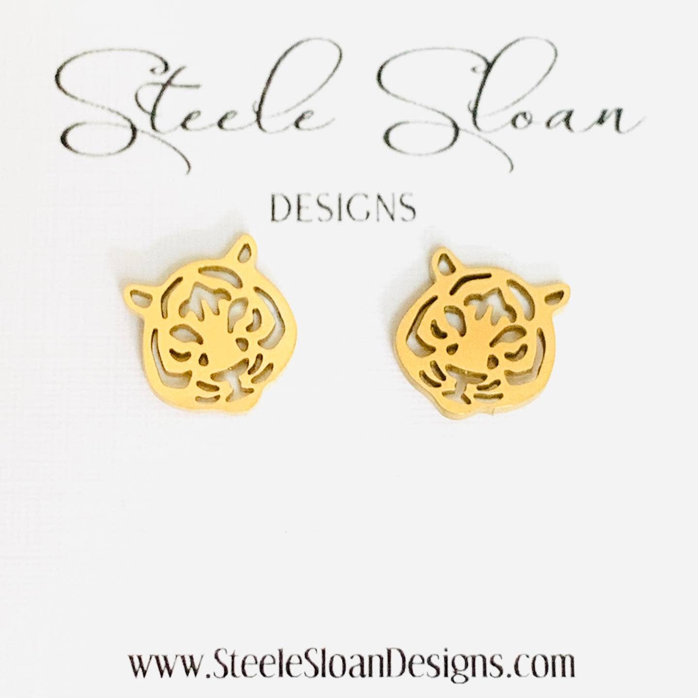 Tiger Stud Earrings - Gold