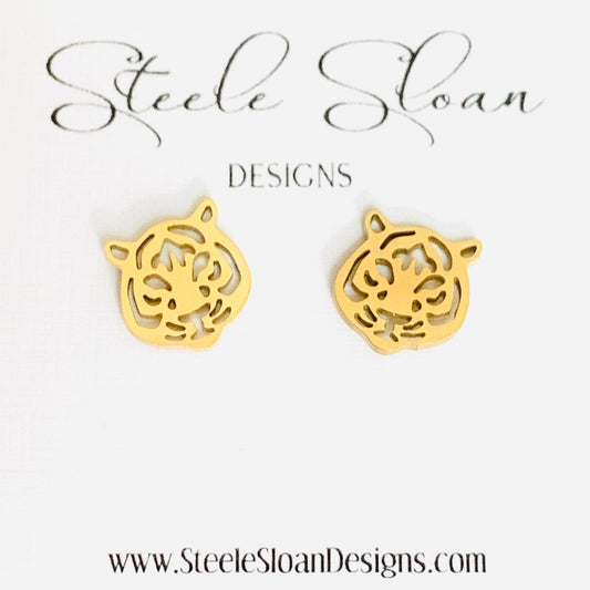 Tiger Stud Earrings - Gold