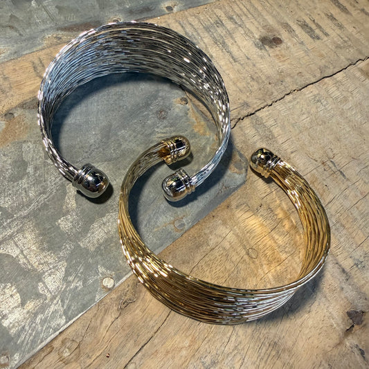 Hammered Multi-String Cuff Bracelet