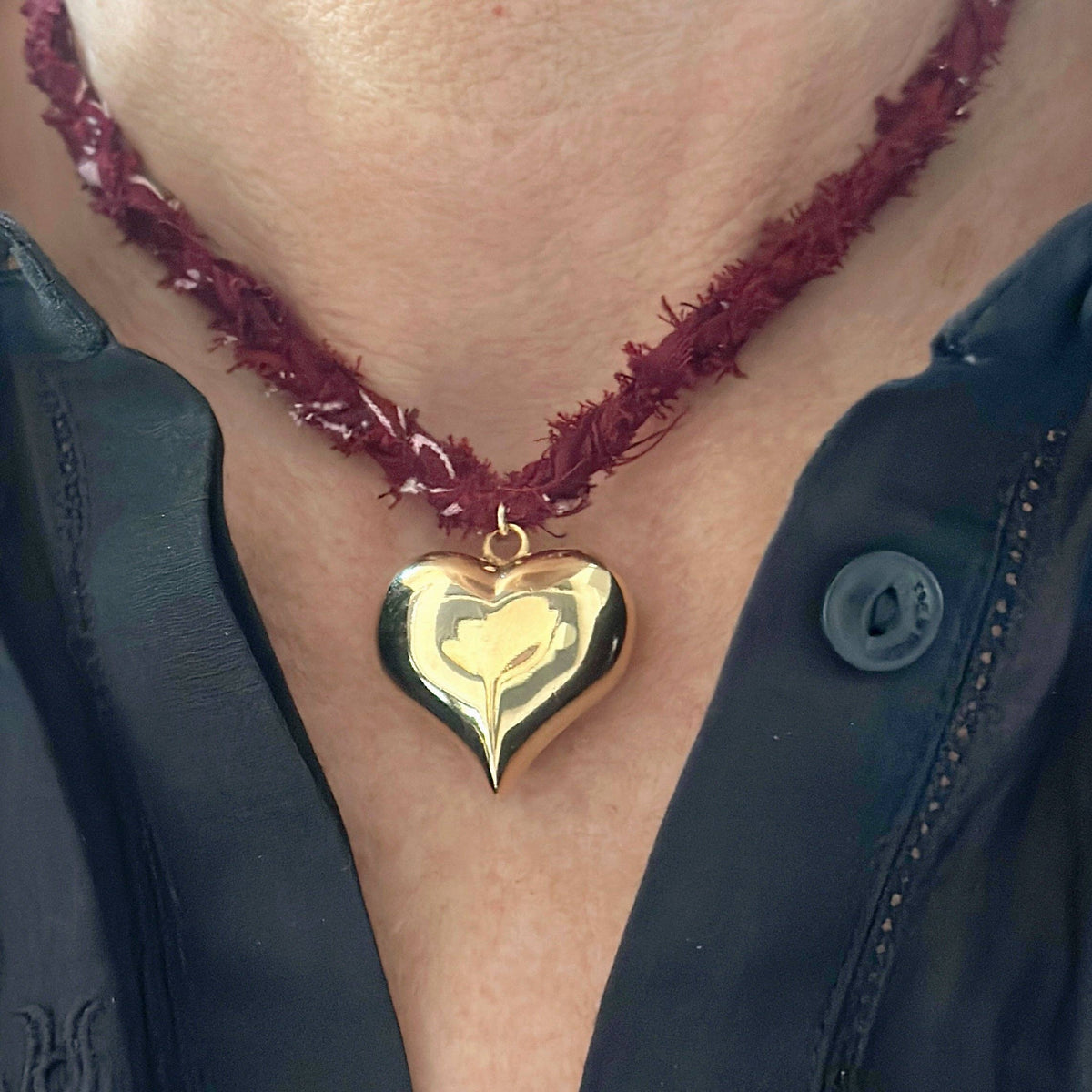 Bandana Necklace + Heart Pendant