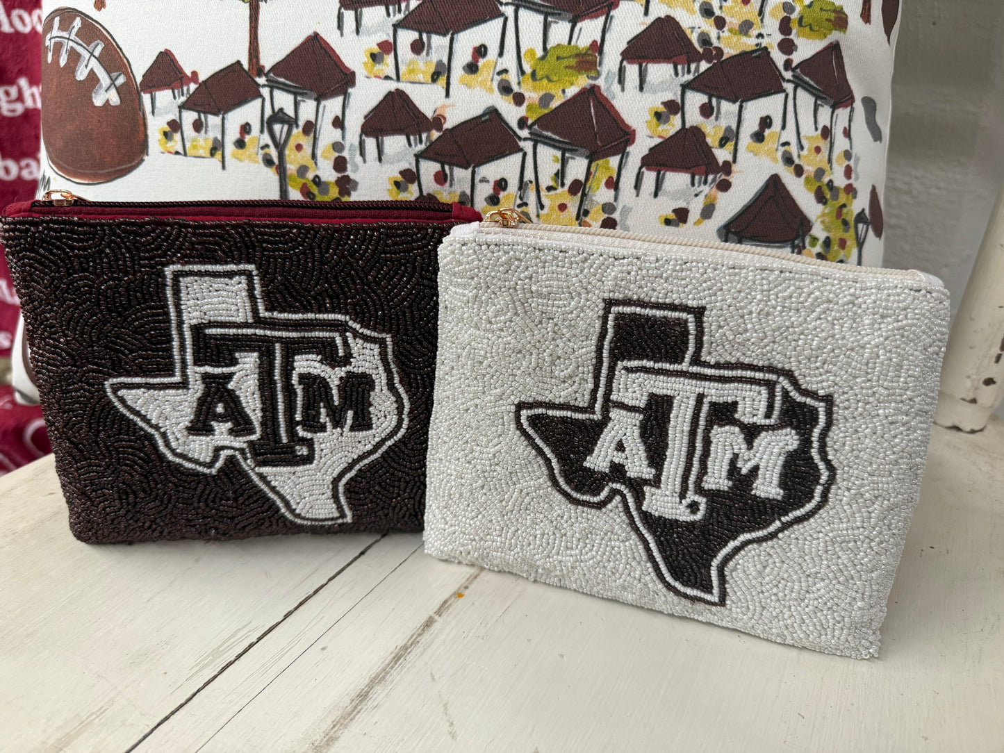 aTm Beaded Privacy Pouch - Maroon