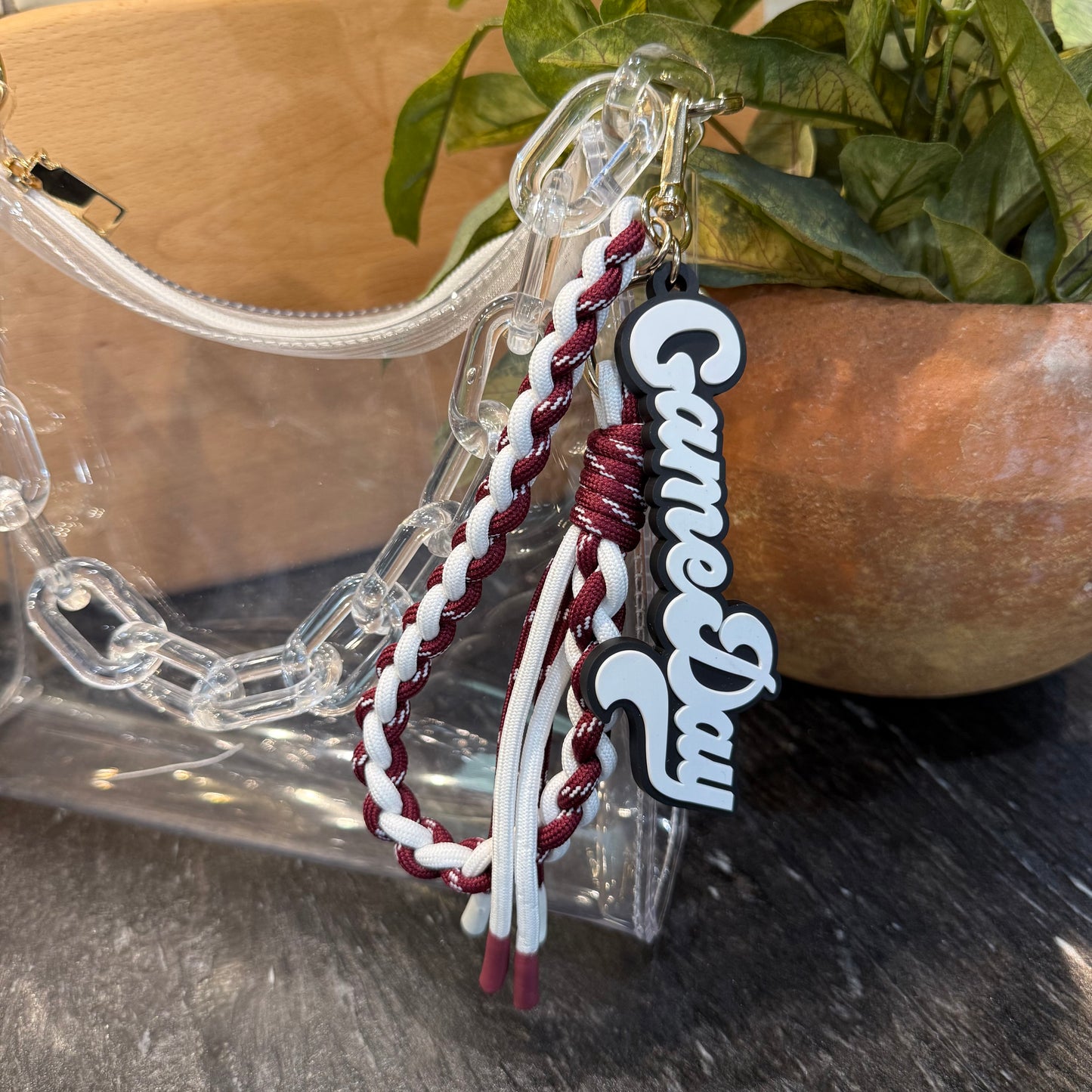 Bag Charm - Game Day Maroon + White