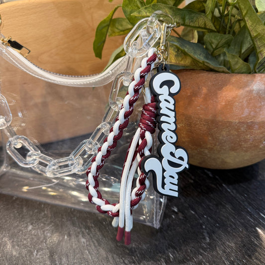 Bag Charm - Game Day Maroon + White