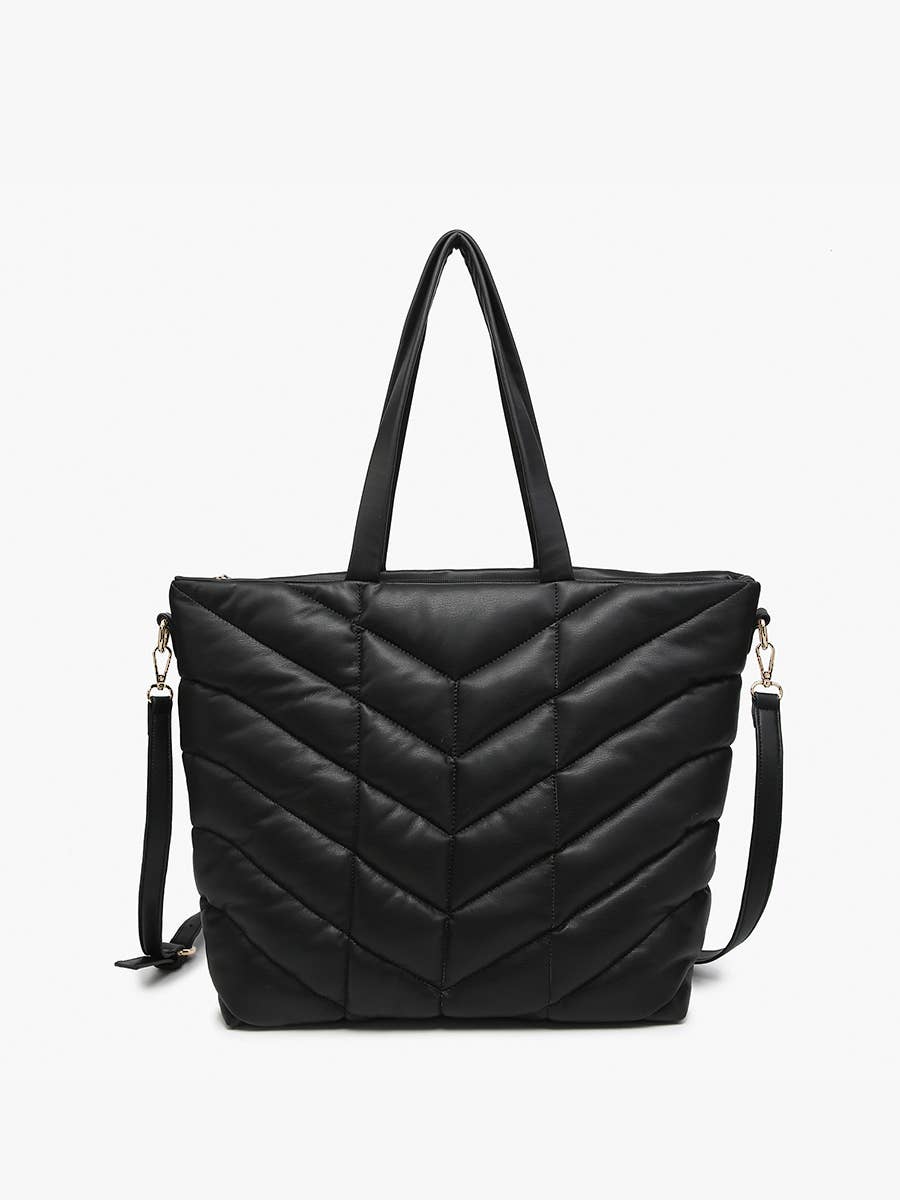 Maroon Quilted Chevron Tote